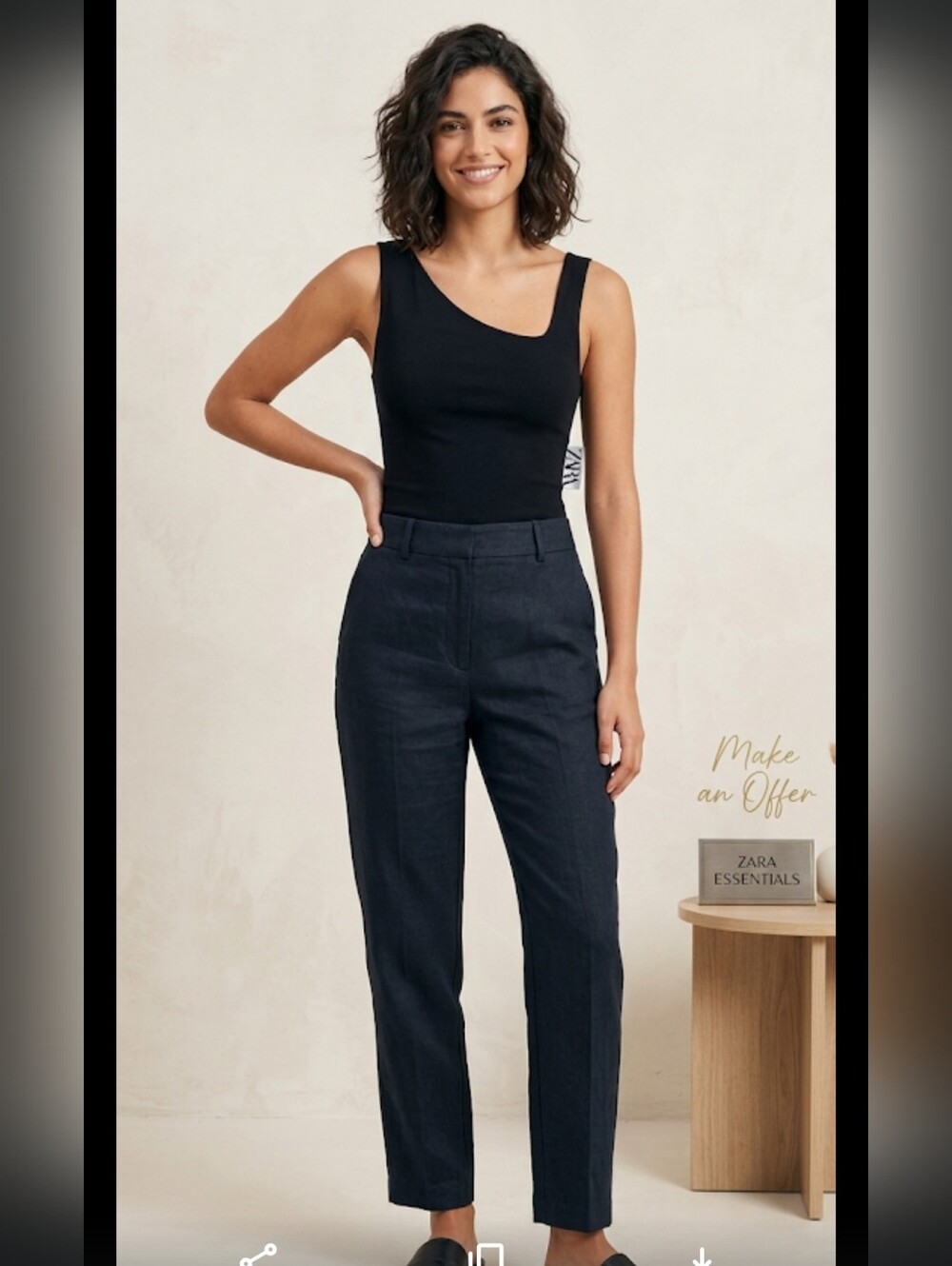 Zara Black Fitted Asymmetrical Top